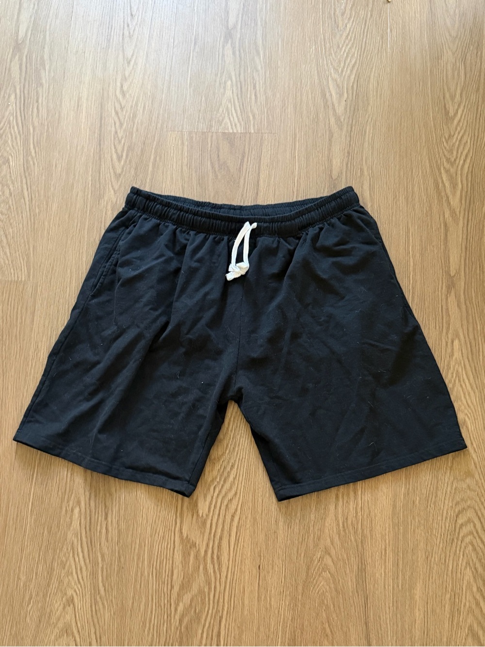 Men's Black Athletic Shorts with White Drawstring
